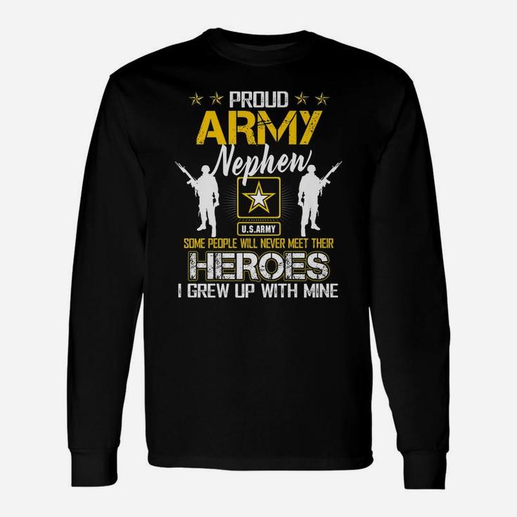 Mens Proud Army Nephew I Raised My Heroes Graphics Army Unisex Long Sleeve