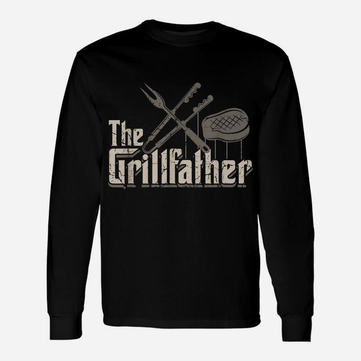 Mens The Grillfather Bbq Grill Smoker Vintage Barbecue Gifts Chef Unisex Long Sleeve