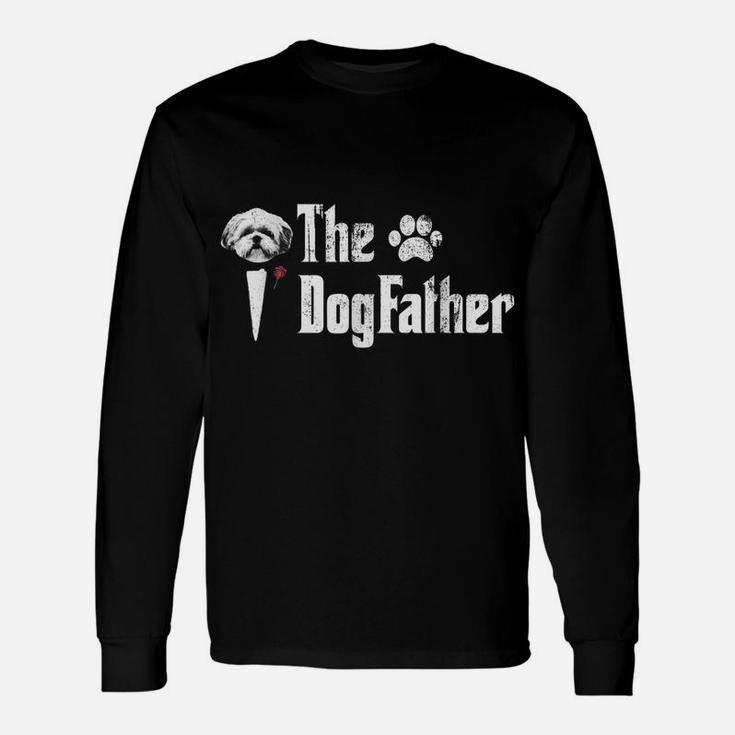 Mens Thes Dogfatherss Shih Tzu Dog Dad Tshirt Father's Day Unisex Long Sleeve