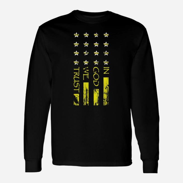 Mens Tow Truck Driver Gift Idea In God We Trust Yellow Line Unisex Long Sleeve
