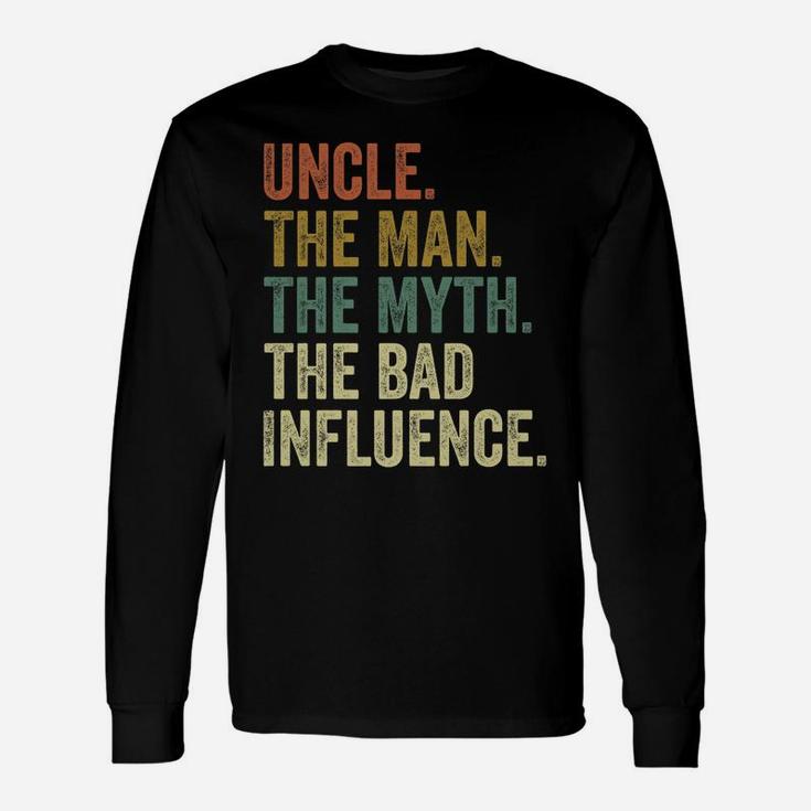 Mens Vintage Fun Uncle Man Myth Bad Influence Funny T-Shirt Unisex Long Sleeve