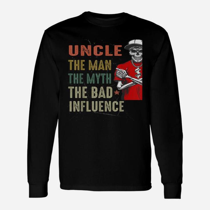 Mens Vintage Fun Uncle Man Myth Bad Influence Funny Unisex Long Sleeve