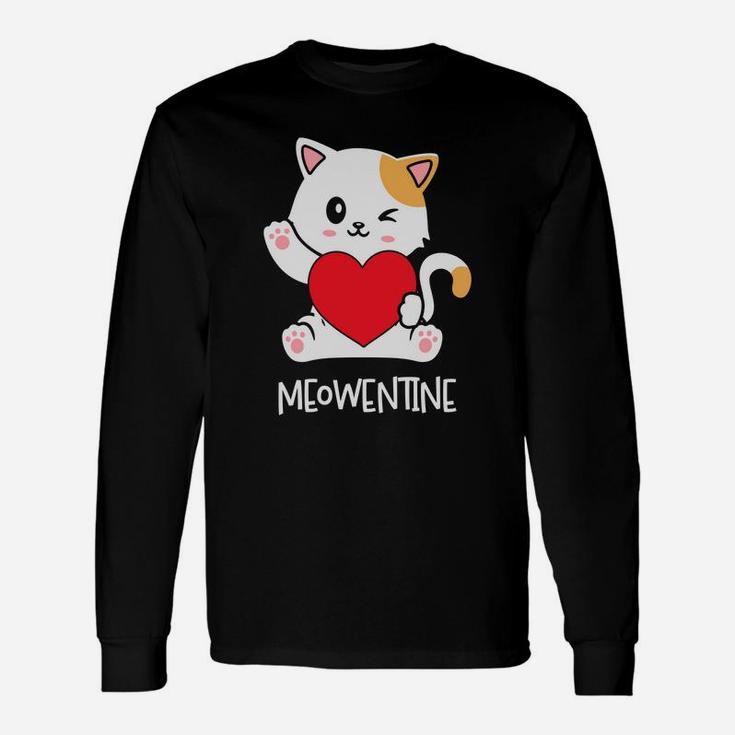 Meowentine Valentine Cute Cat Kitten Happy Valentines Day Long Sleeve T-Shirt