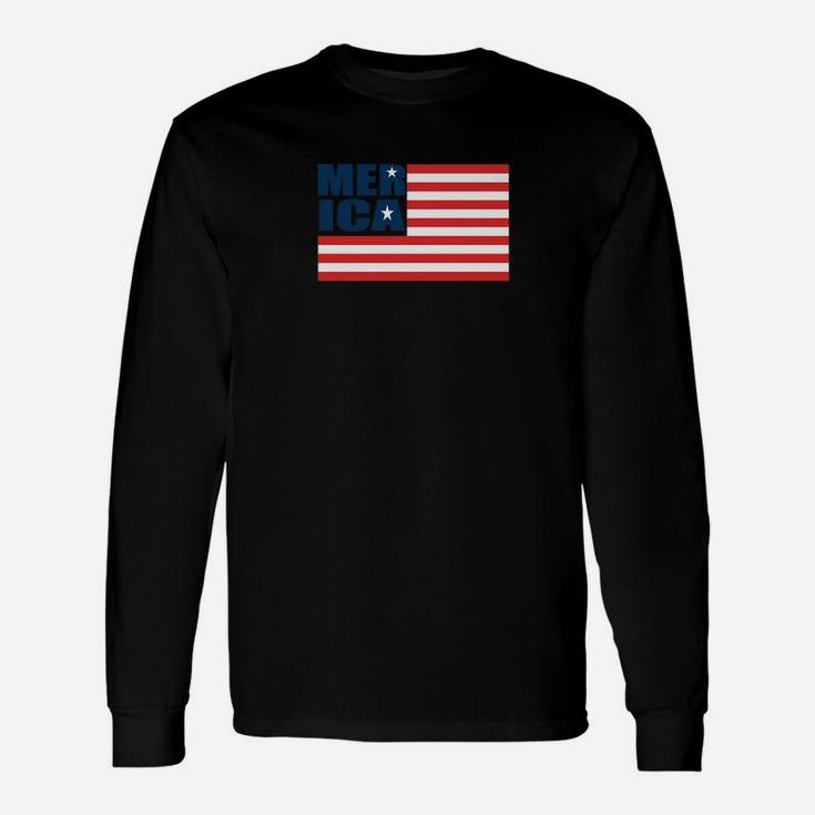 Merica USA American Flag Patriotic 4th Of July Flag Day Long Sleeve T-Shirt
