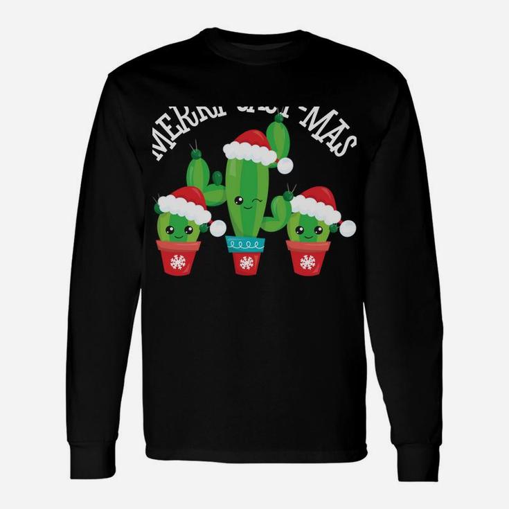 Merry Cact-Mas | Funny Kawaii Christmas Cactus Sweatshirt Unisex Long Sleeve