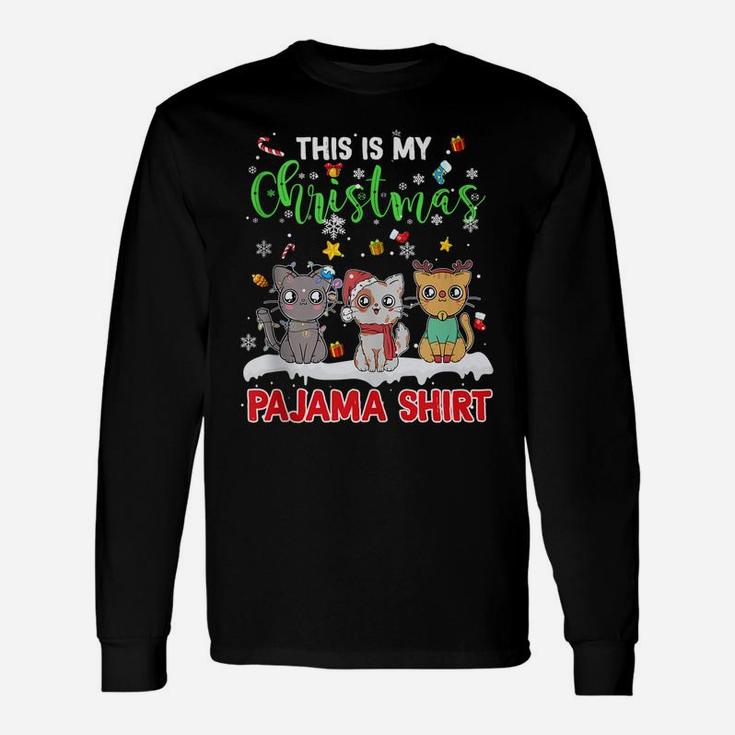 Merry Catmas Cat Lovers This Is My Christmas Pajama Shirt Unisex Long Sleeve