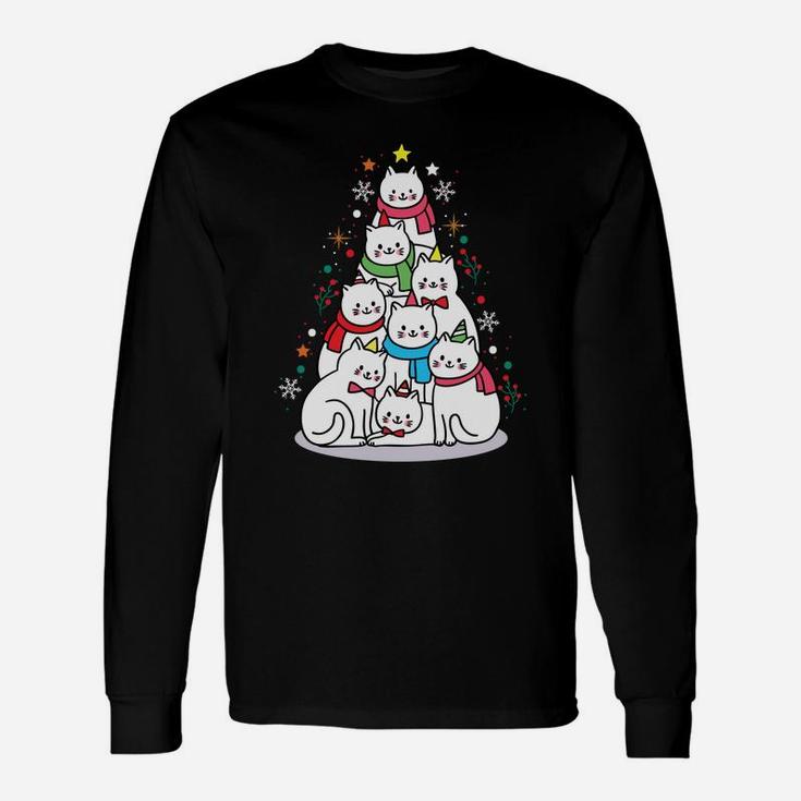 Merry Catmas Funny Cute Cats Lover Christmas Tree Gift Sweatshirt Unisex Long Sleeve