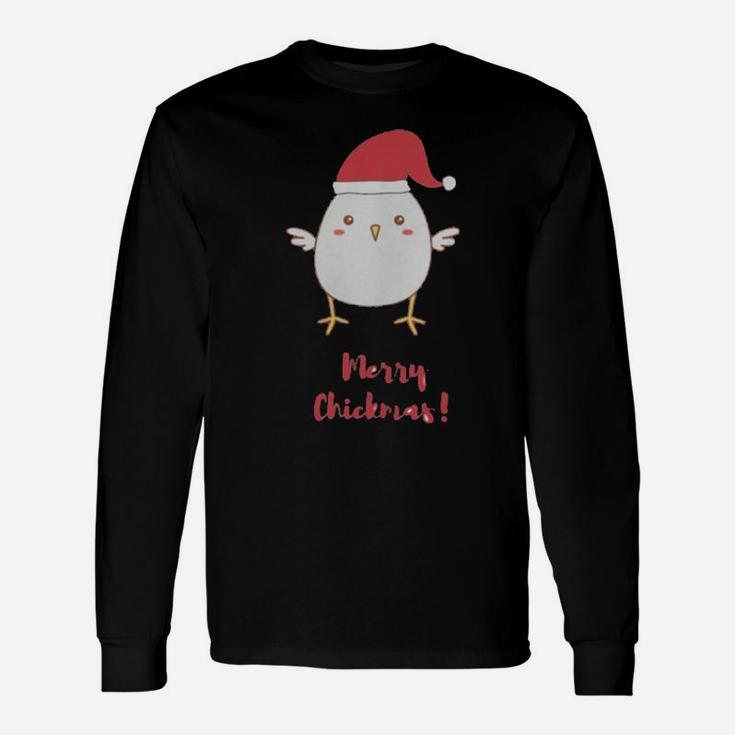 Merry Chickmas Chicken Hat Santa Clause Long Sleeve T-Shirt
