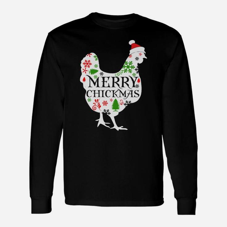 Merry Chickmas Santa Hat Chicken Lovers Christmas Gift Sweatshirt Unisex Long Sleeve