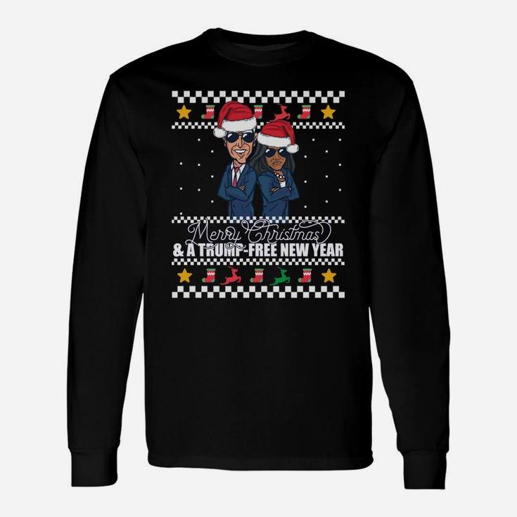 Merry Christmas & A Trump-Free New Year Ugly Xmas Sweater Sweatshirt Unisex Long Sleeve
