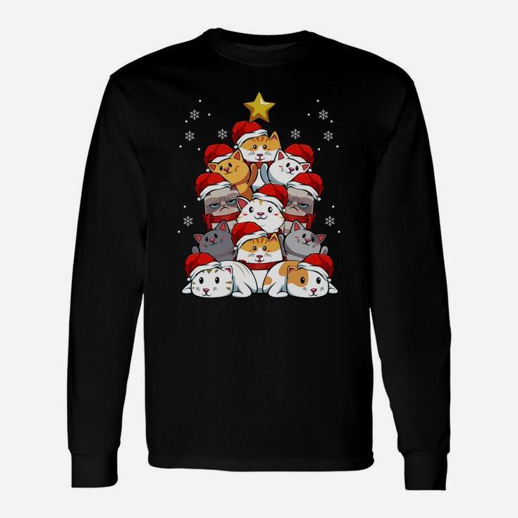 Merry Christmas Cat Kitten Tree Pet Lover Xmas Party Holiday Sweatshirt Unisex Long Sleeve