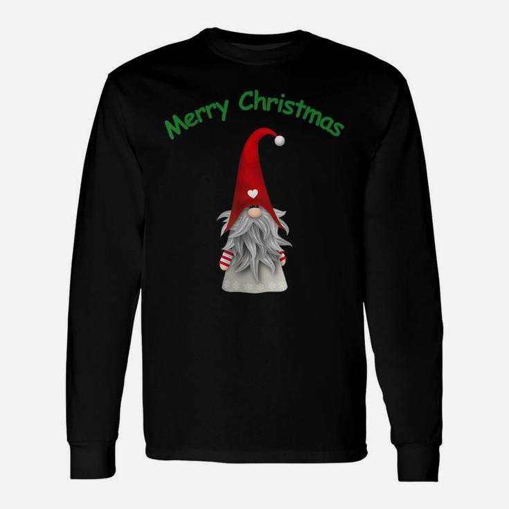 Merry Christmas Gnome Original Vintage Graphic Design Saying Unisex Long Sleeve