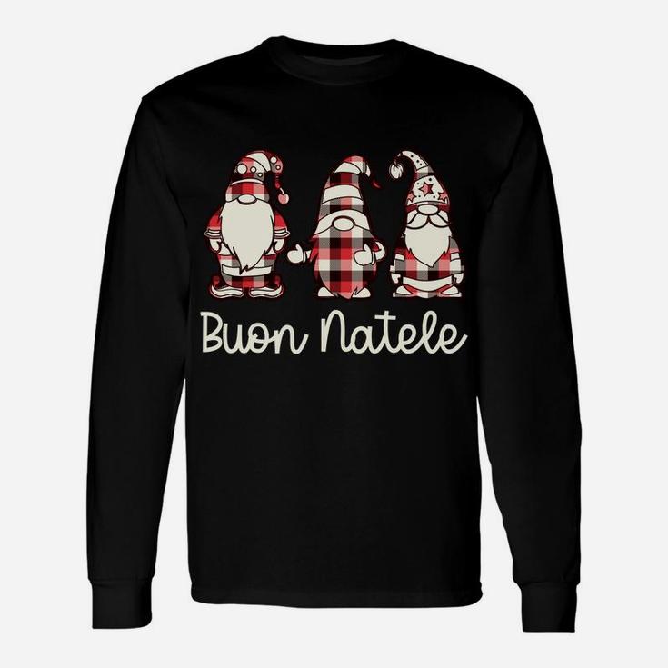 Merry Christmas In Italian | Plaid Gnome Buon Natale Sweatshirt Unisex Long Sleeve
