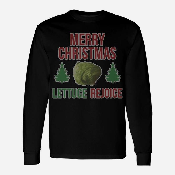 Merry Christmas Lettuce Rejoice Ugly Christmas Funny Vegan Unisex Long Sleeve