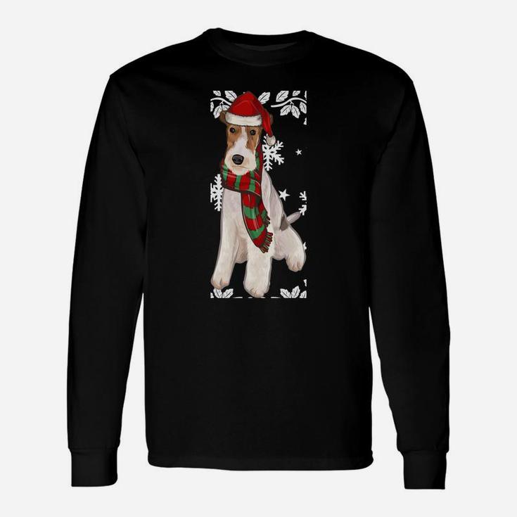 Merry Christmas Ornament Wire Fox Terrier Xmas Santa Unisex Long Sleeve