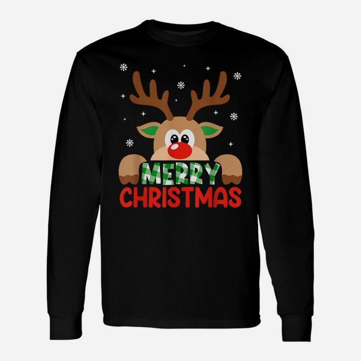 Merry Christmas Reindeer Leopard Buffalo Red Plaid Xmas Gift Unisex Long Sleeve