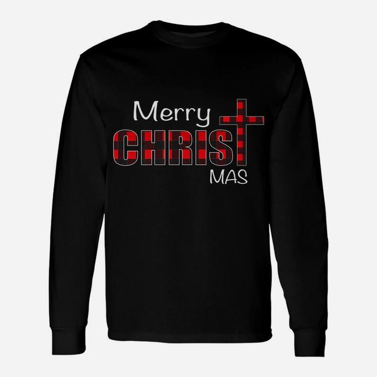 Merry Christmas Shirt Christians Gifts Buffalo Plaid Pajamas Unisex Long Sleeve