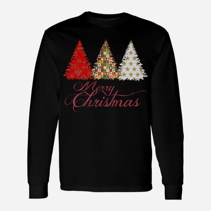 Merry Christmas Trees With Christmas Tree Patterns Unisex Long Sleeve