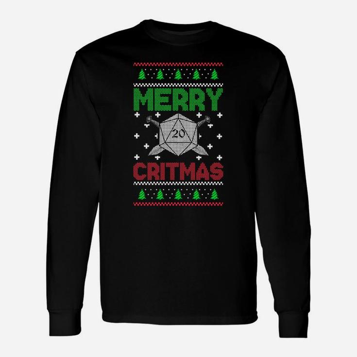 Merry Critmas Funny Christmas D20 Ugly Dungeons Sweaters Sweatshirt Unisex Long Sleeve