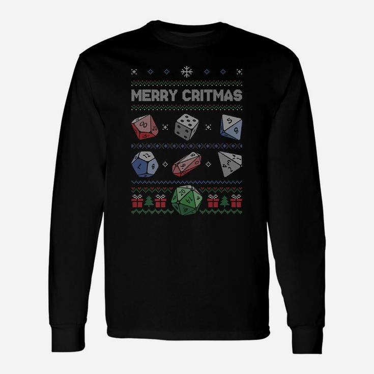 Merry Critmas Rpg D20 Tabletop Gaming Ugly Christmas Sweater Unisex Long Sleeve
