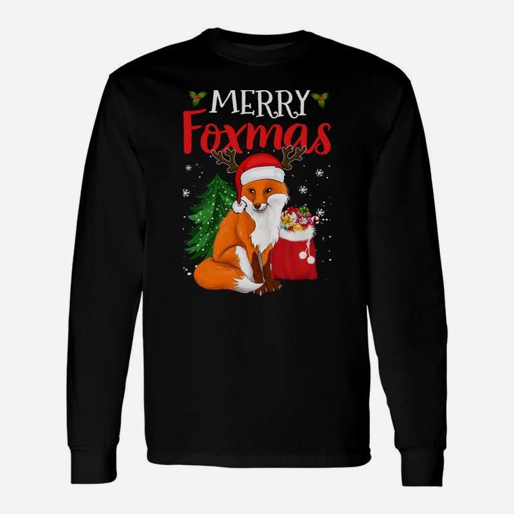 Merry Foxmas Fox Christmas Tree Funny Animal Lovers Xmas Sweatshirt Unisex Long Sleeve
