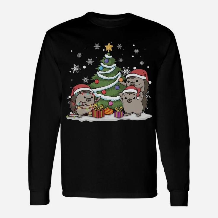 Merry Hedgemas Funny Three Santa Hedgehog Christmas Sweater Sweatshirt Unisex Long Sleeve