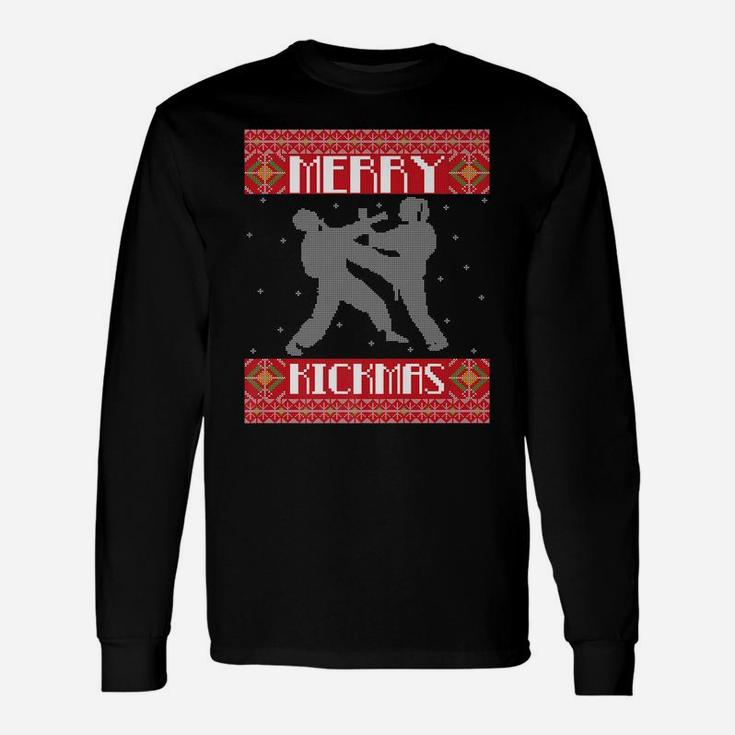 Merry Kickmas Karate Martial Arts Ugly Christmas Sweater Unisex Long Sleeve