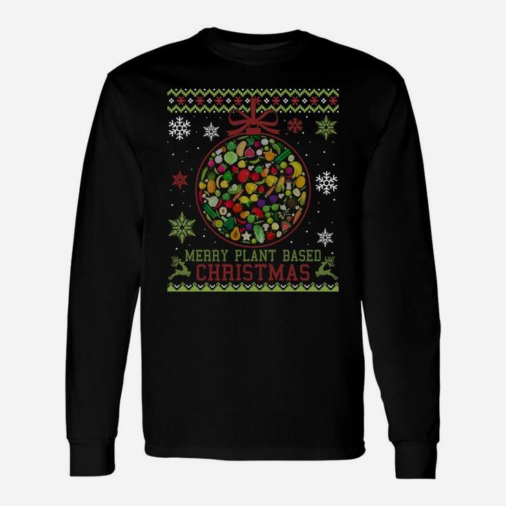 Merry Plant Based Christmas Vegan Xmas Gift Ugly Sweater Sweatshirt Unisex Long Sleeve