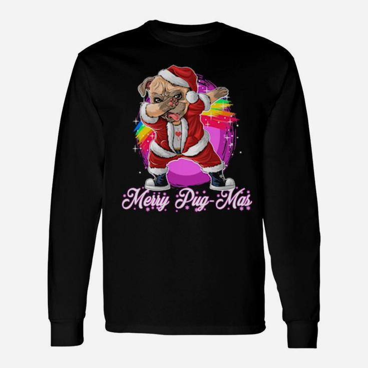 Merry Pugmas Dabbing Pug Santa Long Sleeve T-Shirt