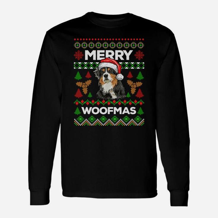 Merry Woofmas Ugly Sweater Christmas Australian Shepherd Sweatshirt Unisex Long Sleeve