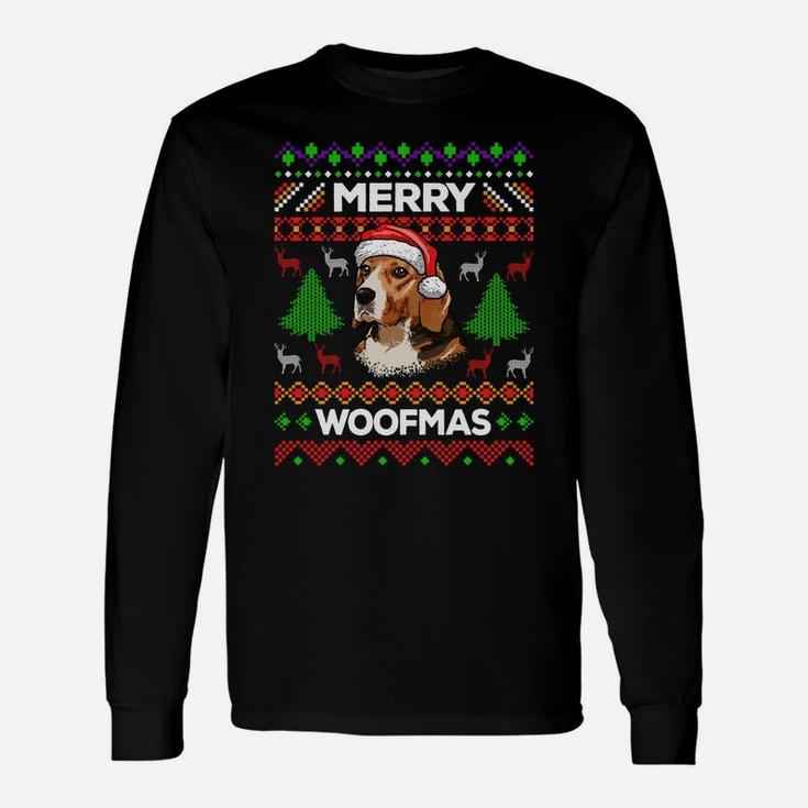 Merry Woofmas Ugly Sweater Christmas Beagle Lover Gift Sweatshirt Unisex Long Sleeve