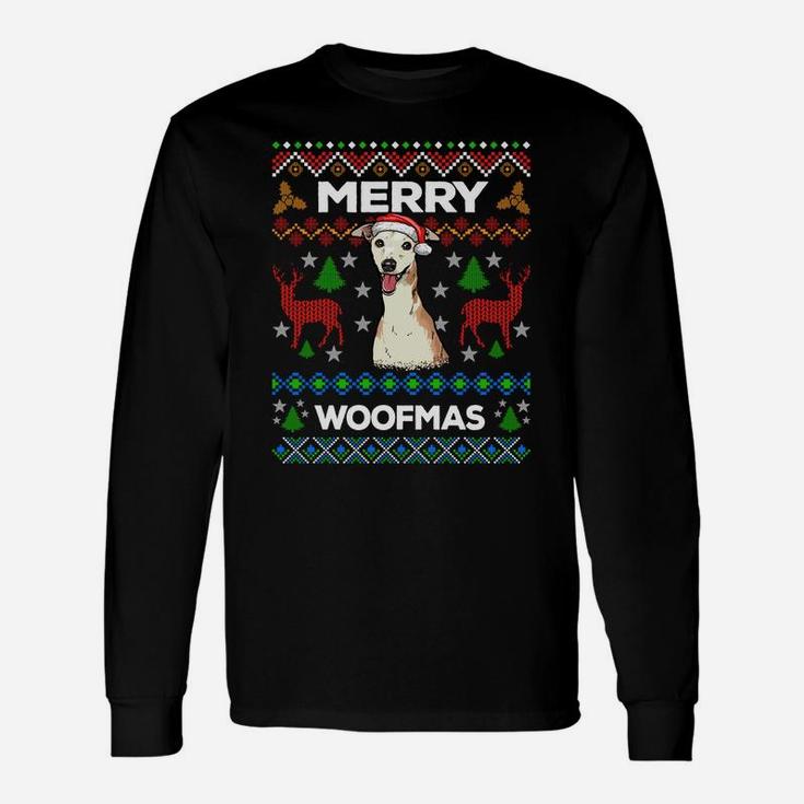Merry Woofmas Ugly Sweater Christmas Greyhound Lover Gift Sweatshirt Unisex Long Sleeve