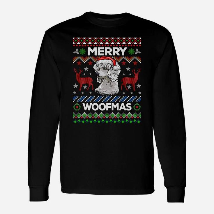 Merry Woofmas Ugly Sweater Christmas Poodle Lover Gift Sweatshirt Unisex Long Sleeve