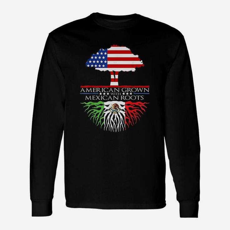 Mexican Roots American Grown Tree Flag Usa Mexico Unisex Long Sleeve