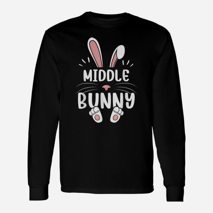 Middle Bunny Funny Matching Easter Bunny Egg Hunting Unisex Long Sleeve