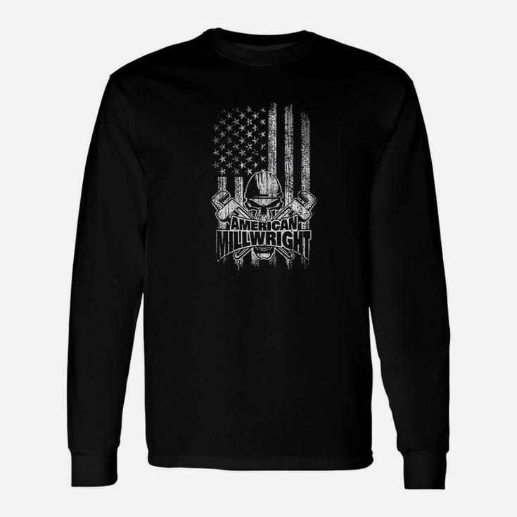 Millwright Skull And Wrenches American Flag Unisex Long Sleeve