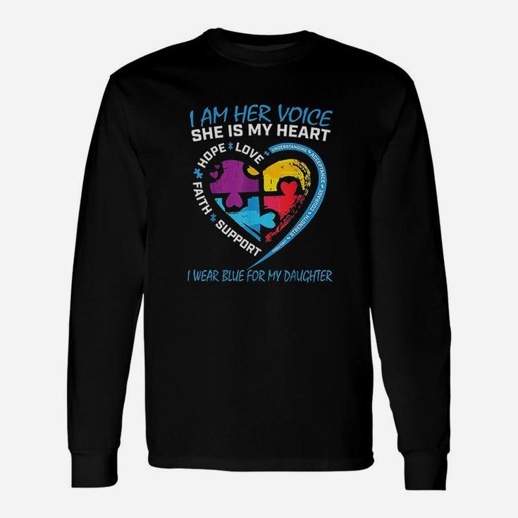 Mom Dad Puzzle I Wear Blue For My Daughter Awareness Unisex Long Sleeve