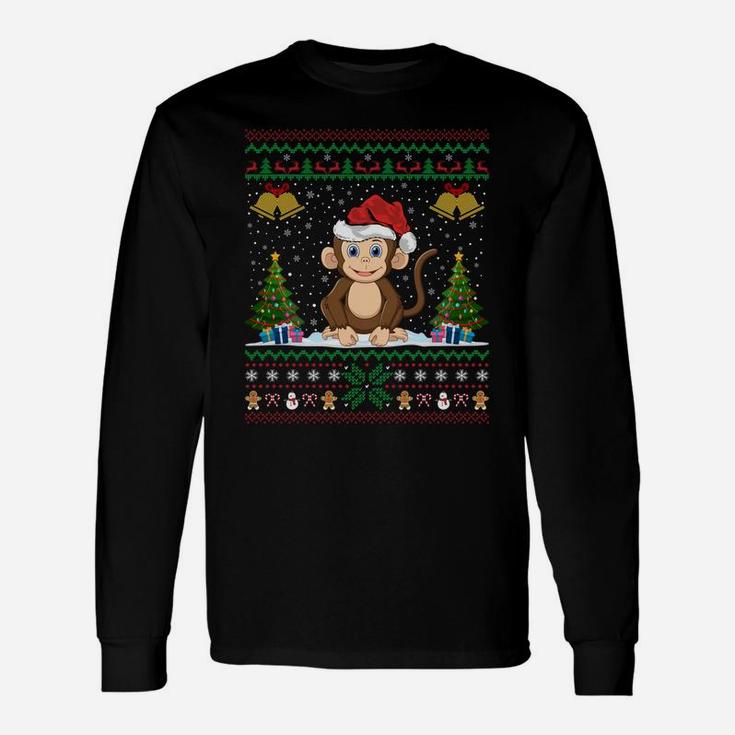 Monkeys Animal Lover Xmas Gift Ugly Monkey Christmas Sweatshirt Unisex Long Sleeve