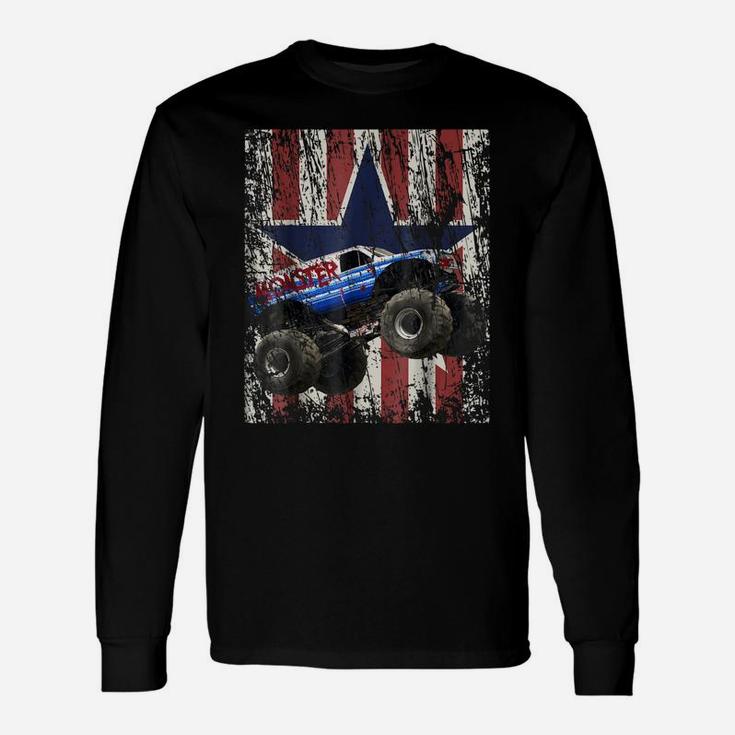 Monster Truck American Flag Extreme Distress Unisex Long Sleeve
