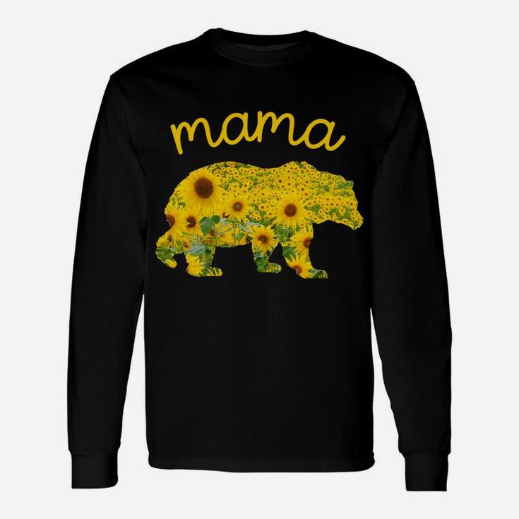Mothers Day Christmas Floral Father Gift Mama Bear Sunflower Unisex Long Sleeve