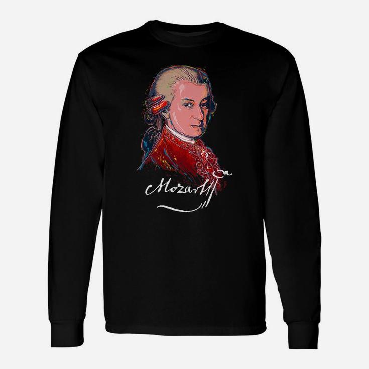 Mozart-Colorful Portrait-Music-Classical-Piano-Composor Unisex Long Sleeve