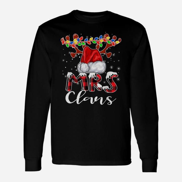 Mrs Santa Claus Buffalo Plaid Christmas Pajama Matching Fun Unisex Long Sleeve