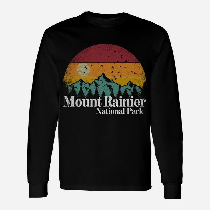 Mt Mount Rainier National Park Retro Style Hiking Vintage Sweatshirt Unisex Long Sleeve