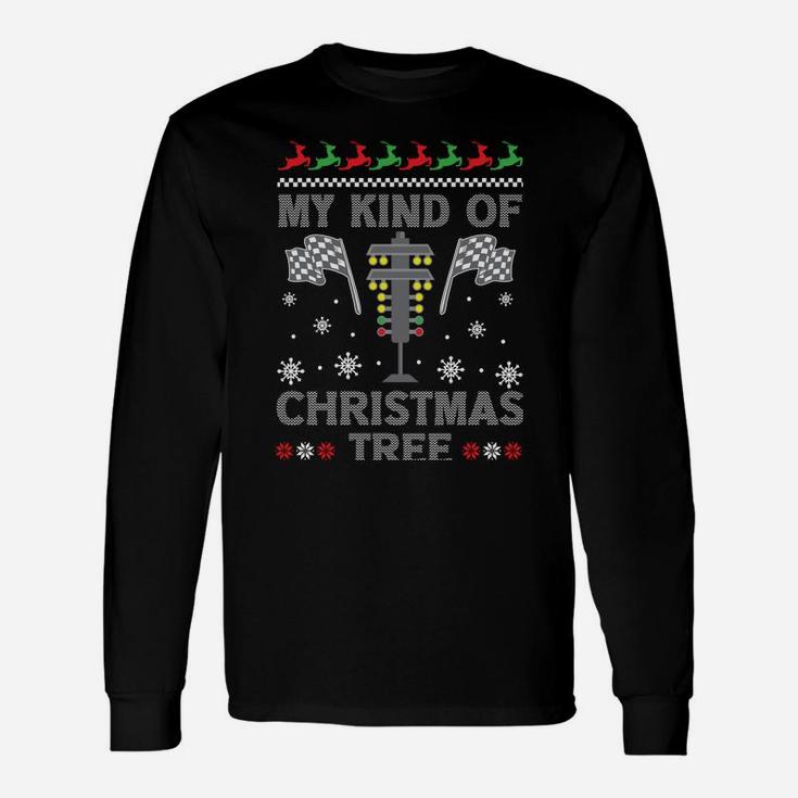 My Kind Of Christmas Tree Gifts Racing Car Driver Ugly Xmas Sweatshirt Unisex Long Sleeve