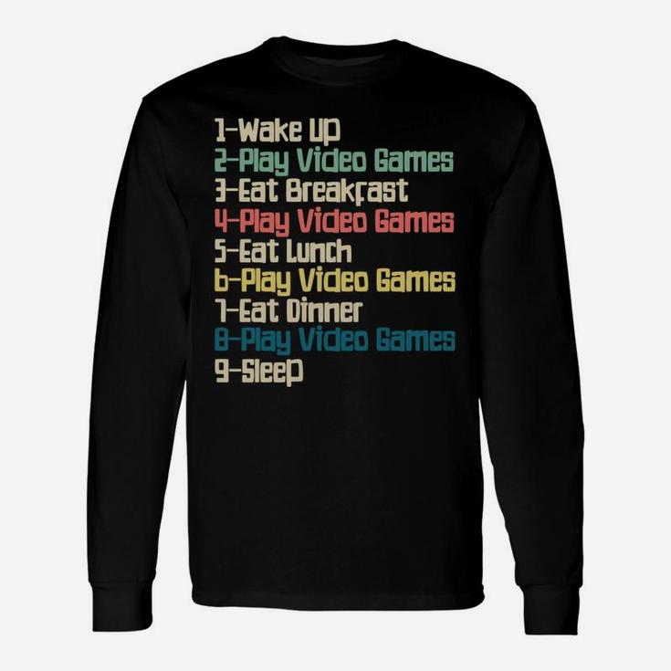My Perfect Day Video Games, Funny Retro Xmas Gift For Gamer Unisex Long Sleeve
