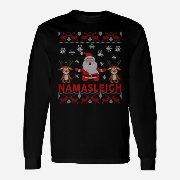Namasleigh Christmas Sweatshirts Gifts Funny Santa Yoga Sweatshirt Unisex Long Sleeve
