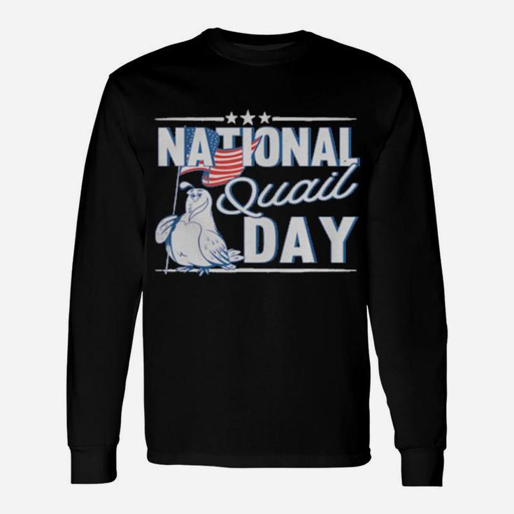 National Quail Usa Day 4Th Of July American Flag Long Sleeve T-Shirt