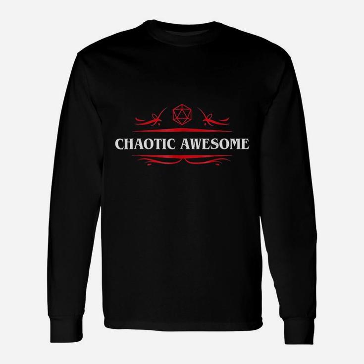 Nerdy Chaotic Awesome Alignment Polyhedral Dice Set Unisex Long Sleeve