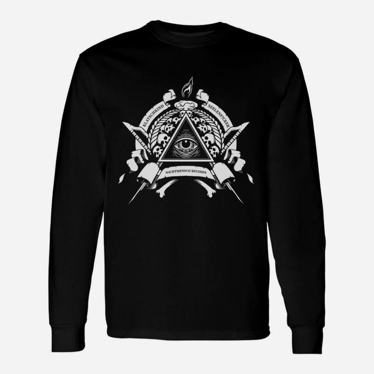 Okkult-Stil Schwarzes Grafikdruck Langarmshirts, Mystisches Tee-Design