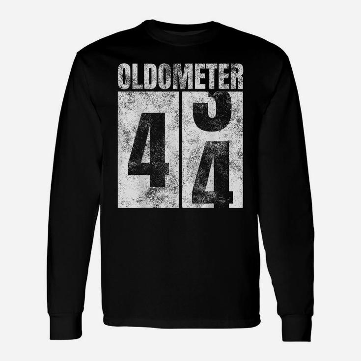 Oldometer 43-44 Yrs Old Man Woman Bday Graphic 44Th Birthday Unisex Long Sleeve